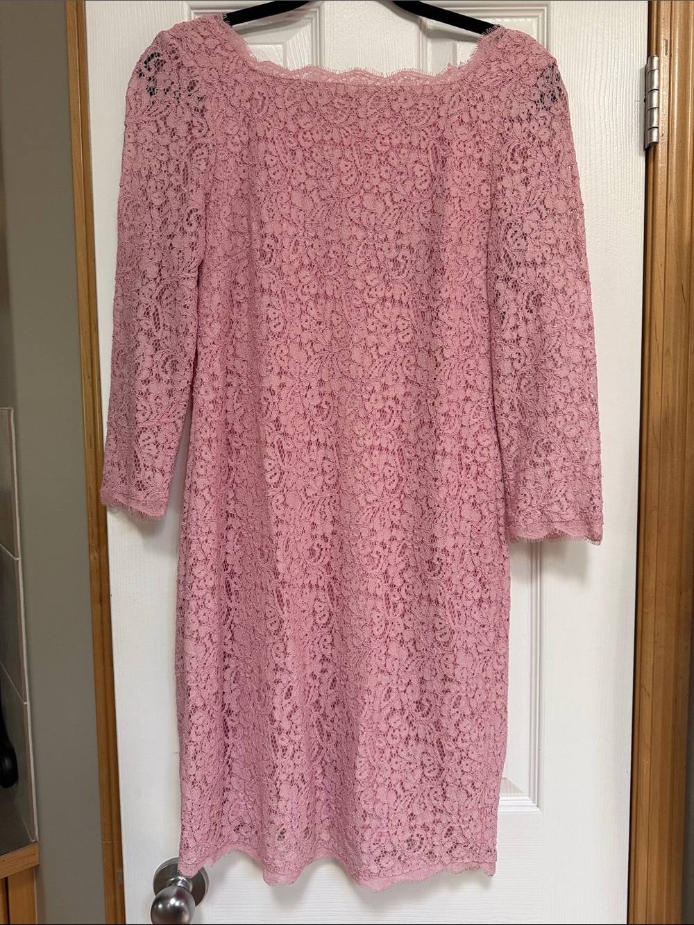 Dusty Rose Lace Long-Sleeve Shift Dress